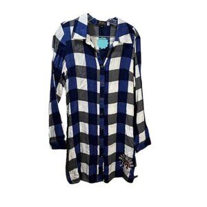 Women's Sport Blue/Black‎ Headway Long Sleeve Plaid Tunic Medium